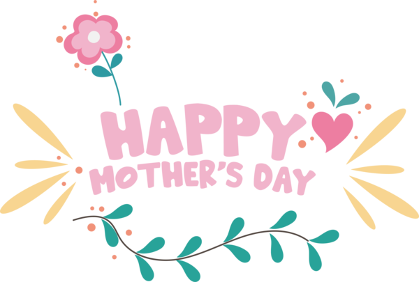 Transparent Mother's Day Floral design Design Line for Happy Mother's Day for Mothers Day