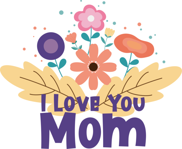 Transparent Mother's Day Clip Art for Fall Design Drawing for Love You Mom for Mothers Day