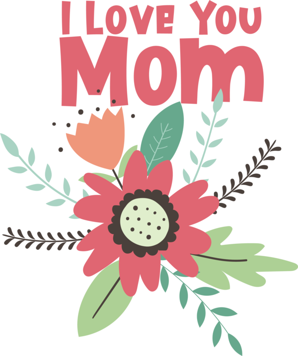 Transparent Mother's Day Clip Art for Fall Flower Floral design for Love You Mom for Mothers Day
