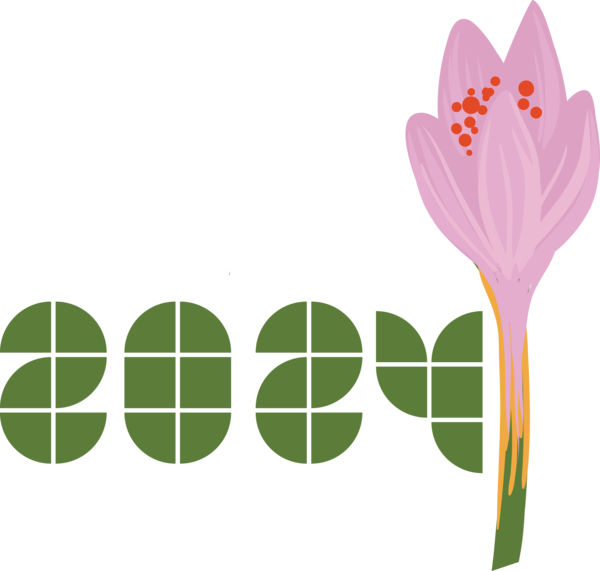 Transparent New Year Flower Leaf Logo for Happy New Year 2024 for New Year