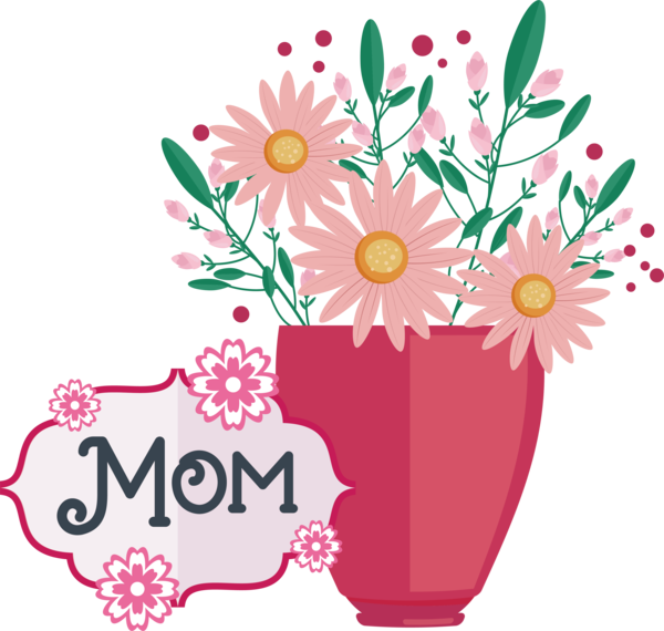 Transparent Mother's Day Flower Vase Floral design for Super Mom for Mothers Day
