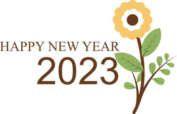 Transparent New Year Leaf Logo Floral design for Happy New Year 2023 for New Year