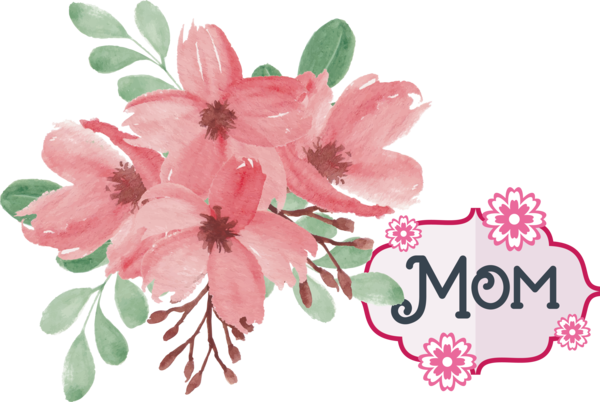 Transparent Mother's Day Cherry blossom Flower Floral design for Super Mom for Mothers Day
