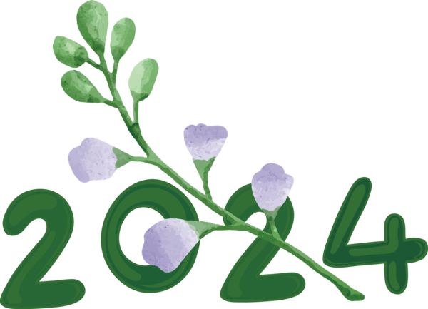 Transparent New Year Leaf Plant stem for Happy New Year 2024 for New Year