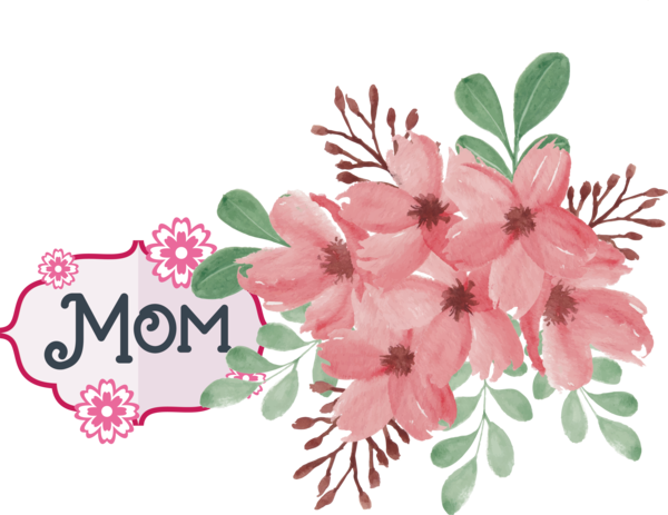 Transparent Mother's Day Flower Cherry blossom Watercolor painting for Super Mom for Mothers Day