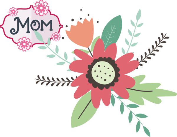 Transparent Mother's Day Flower Clip Art for Back-To-School Design for Super Mom for Mothers Day