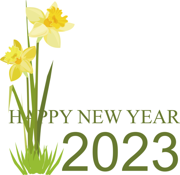 Transparent New Year Floral design Plant stem Cut flowers for Happy New Year 2023 for New Year