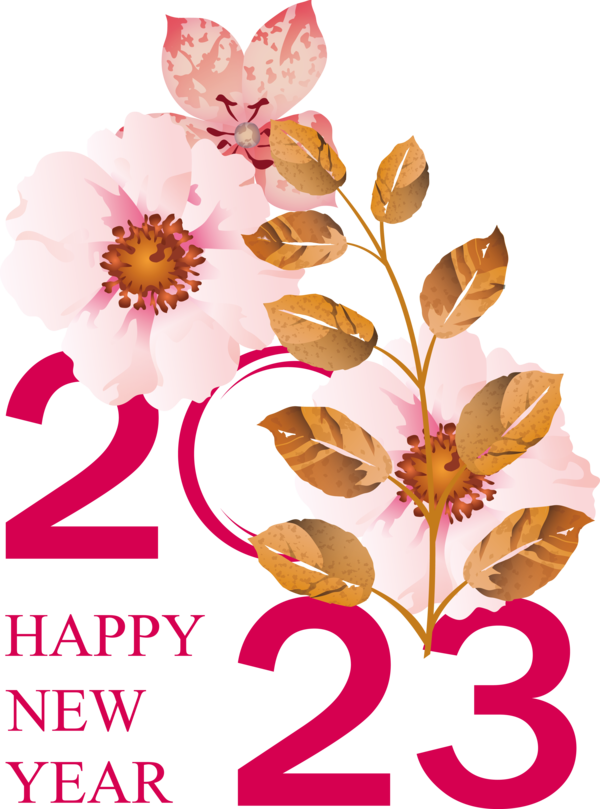 Transparent New Year Flower Floral design Cut flowers for Happy New Year 2023 for New Year