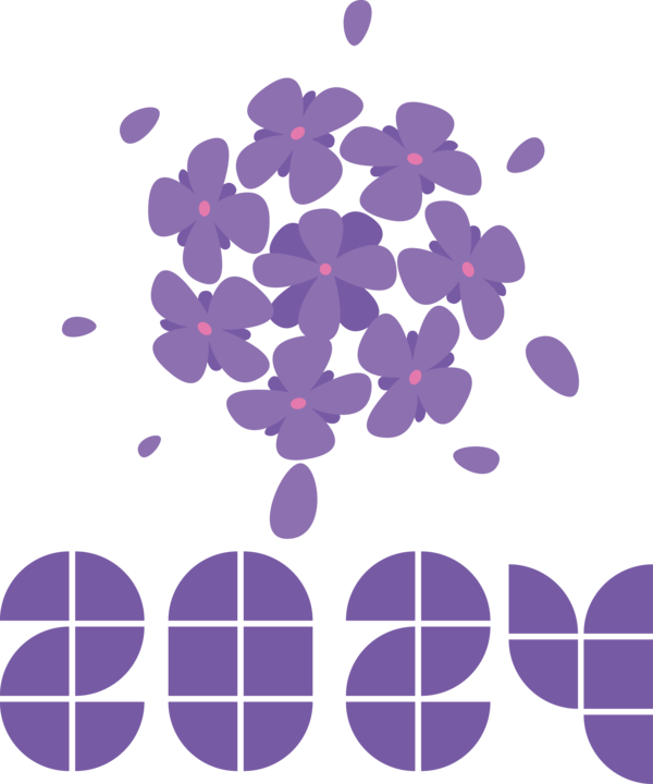 Transparent New Year Design Flower built-in for Happy New Year 2024 for New Year
