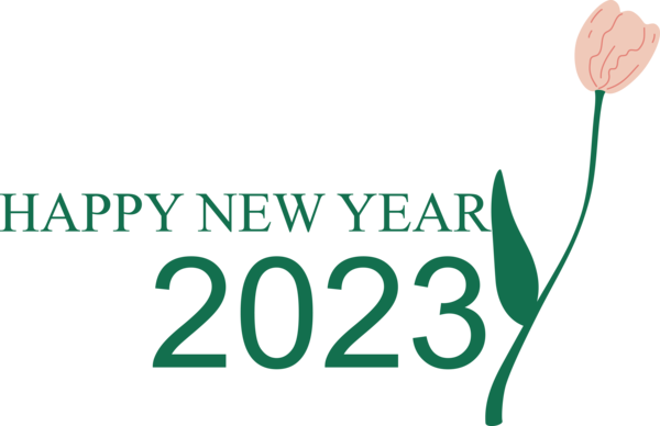 Transparent New Year Flower Plant stem Logo for Happy New Year 2023 for New Year