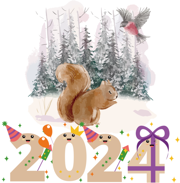 Transparent New Year Rudolph Christmas Christmas card for Happy New Year 2024 for New Year