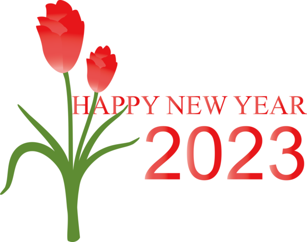 Transparent New Year Floral design Plant stem Cut flowers for Happy New Year 2023 for New Year