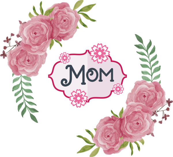 Transparent Mother's Day Floral design Flower Rose for Super Mom for Mothers Day