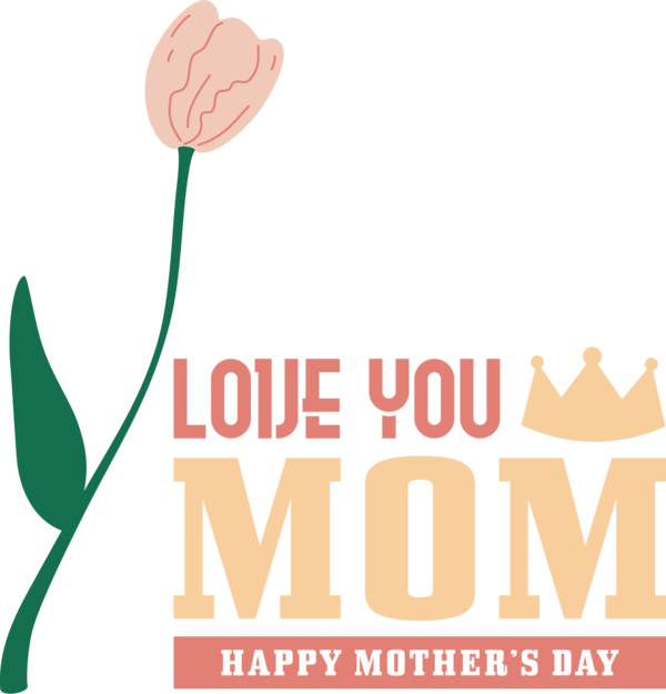 Transparent Mother's Day Flower Logo Line for Love You Mom for Mothers Day