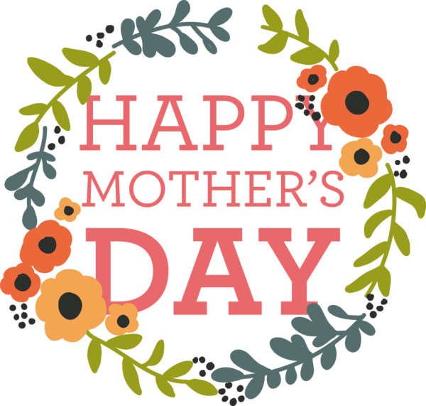 Transparent Mother's Day Flower Floral design Wreath for Happy Mother's Day for Mothers Day