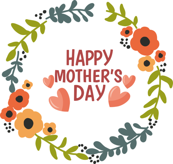 Transparent Mother's Day Wreath Floral design Flower for Happy Mother's Day for Mothers Day