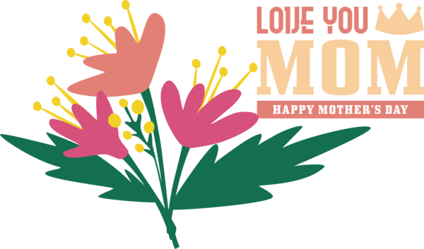 Transparent Mother's Day Flower Floral design Cut flowers for Love You Mom for Mothers Day