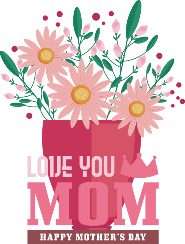 Transparent Mother's Day Greeting Card Drawing Design for Love You Mom for Mothers Day