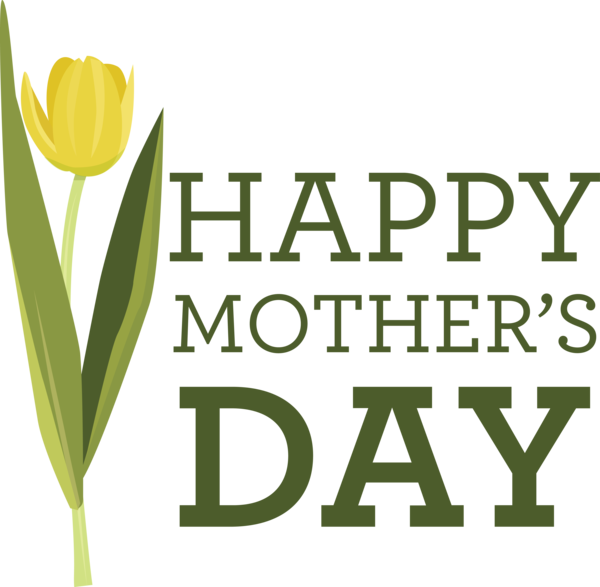 Transparent Mother's Day Logo Cut flowers Plant stem for Happy Mother's Day for Mothers Day