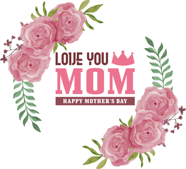 Transparent Mother's Day Floral design Flower Design for Love You Mom for Mothers Day