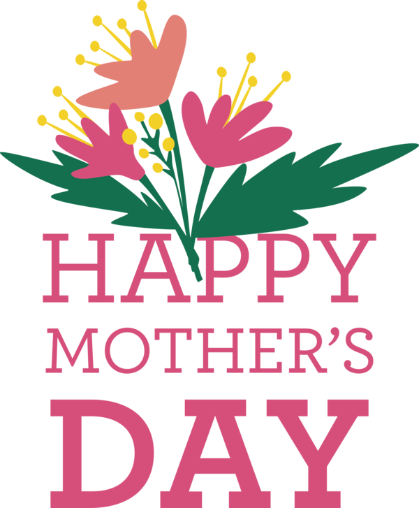 Transparent Mother's Day Floral design Leaf Cut flowers for Happy Mother's Day for Mothers Day