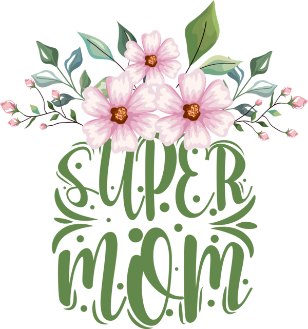 Transparent Mother's Day Flower Floral design Rose for Super Mom for Mothers Day