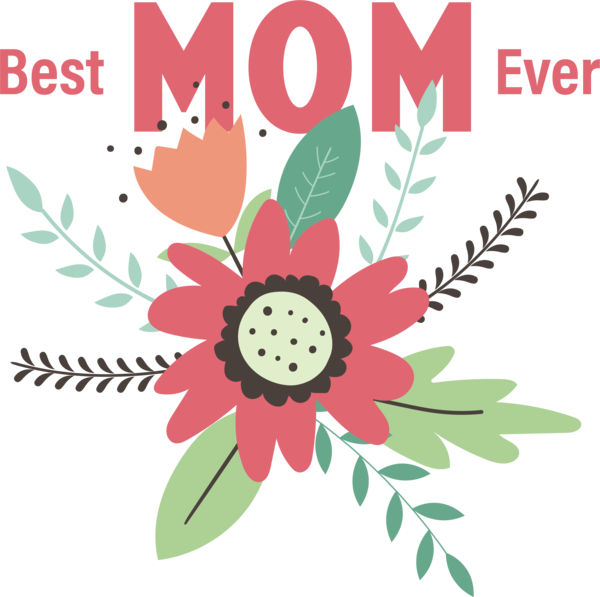 Transparent Mother's Day Clip Art for Fall Design Flower for Super Mom for Mothers Day