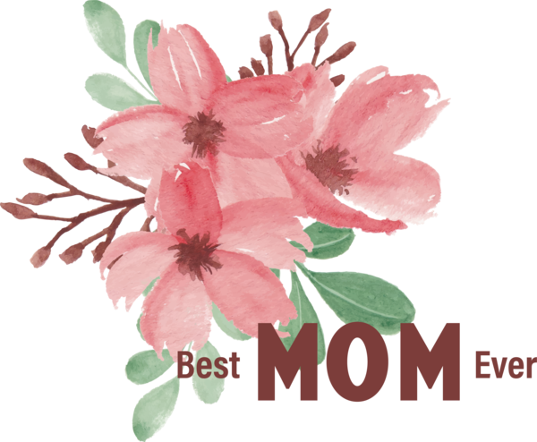 Transparent Mother's Day Flower Floral design Watercolor painting for Super Mom for Mothers Day