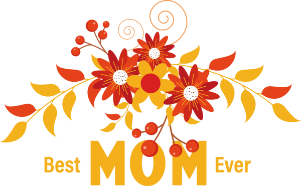 Transparent Mother's Day Floral design Dinosaur Design for Super Mom for Mothers Day