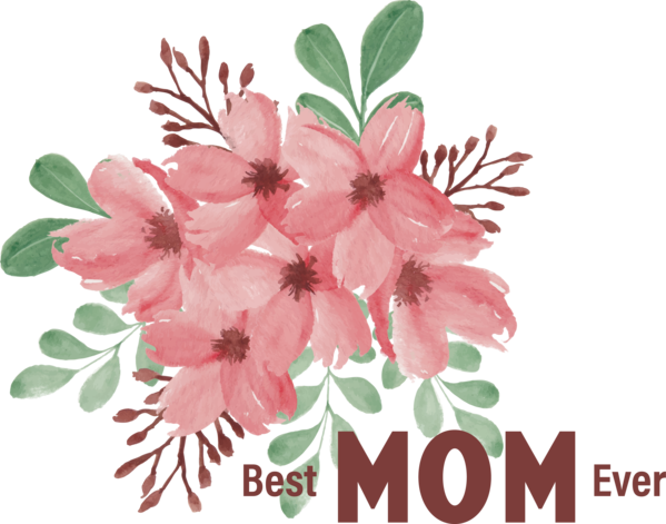 Transparent Mother's Day Flower Cherry blossom Floral design for Super Mom for Mothers Day