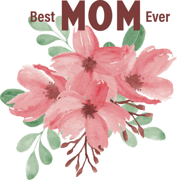 Transparent Mother's Day Flower Cherry blossom Watercolor painting for Super Mom for Mothers Day