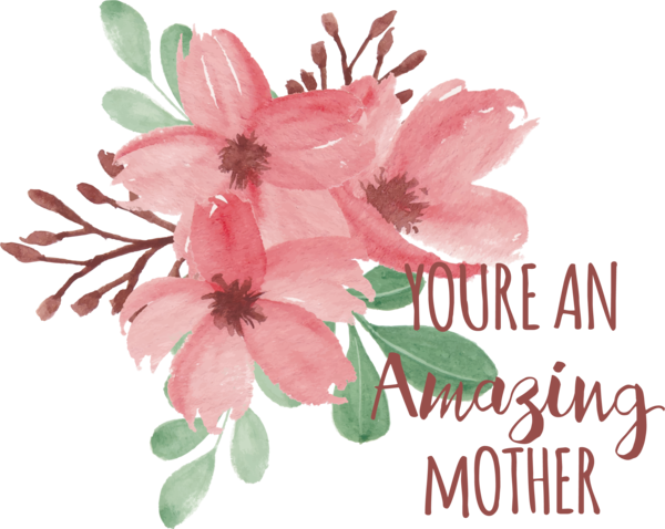 Transparent Mother's Day Flower Watercolor painting Floral design for Happy Mother's Day for Mothers Day