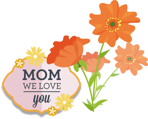 Transparent Mother's Day Flower Floral design Design for Love You Mom for Mothers Day