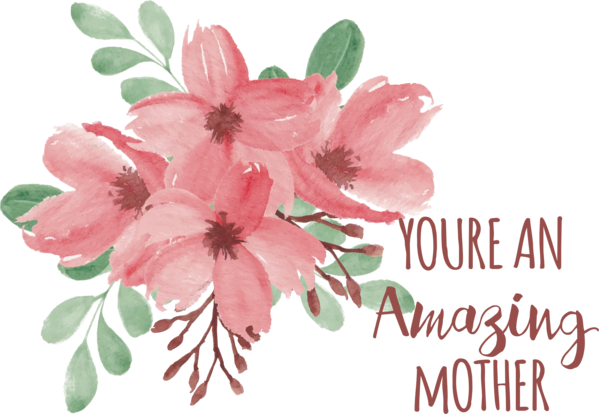 Transparent Mother's Day Flower Watercolor painting Cherry blossom for Happy Mother's Day for Mothers Day