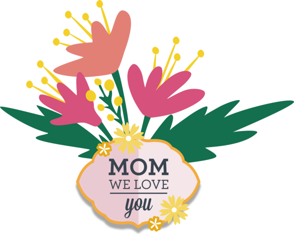 Transparent Mother's Day Floral design Flower Design for Love You Mom for Mothers Day