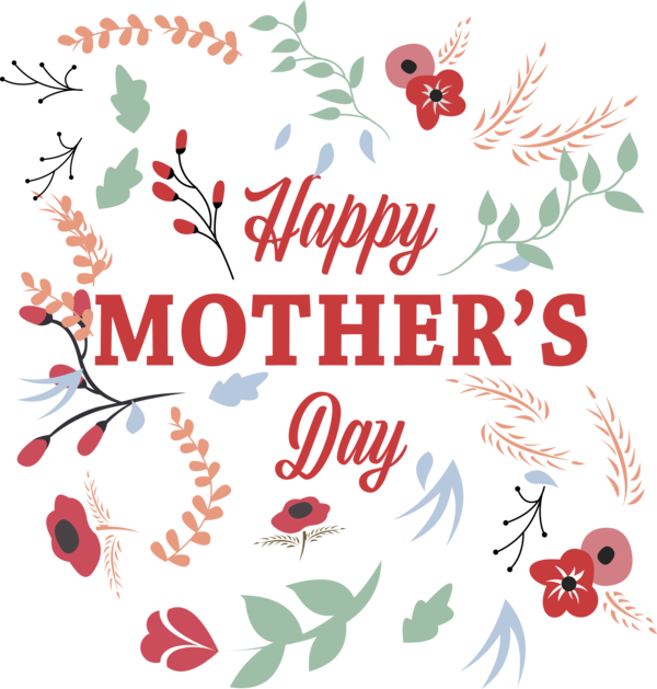 Transparent Mother's Day Design Floral design for Happy Mother's Day for Mothers Day