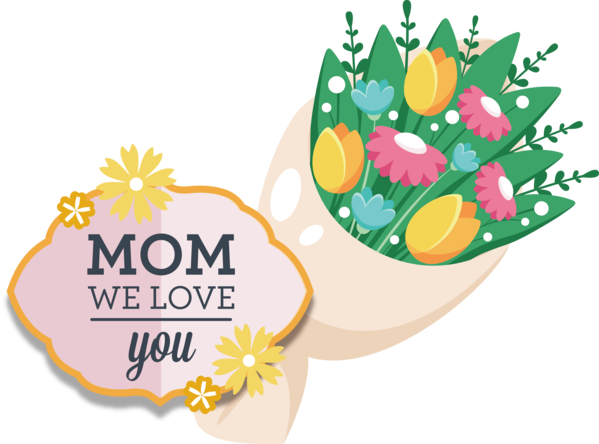 Transparent Mother's Day Floral design Flower bouquet Flower for Love You Mom for Mothers Day