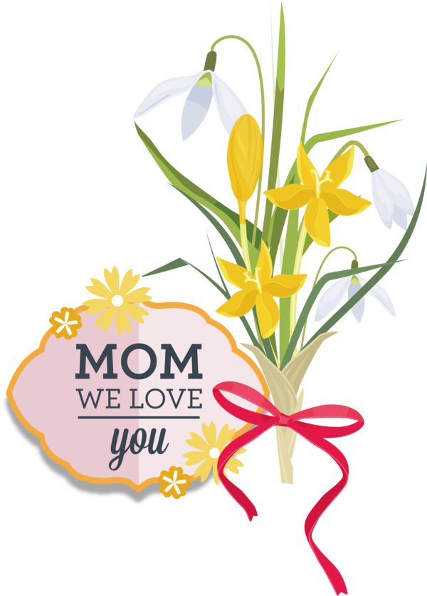 Transparent Mother's Day Flower Floral design Flower bouquet for Love You Mom for Mothers Day