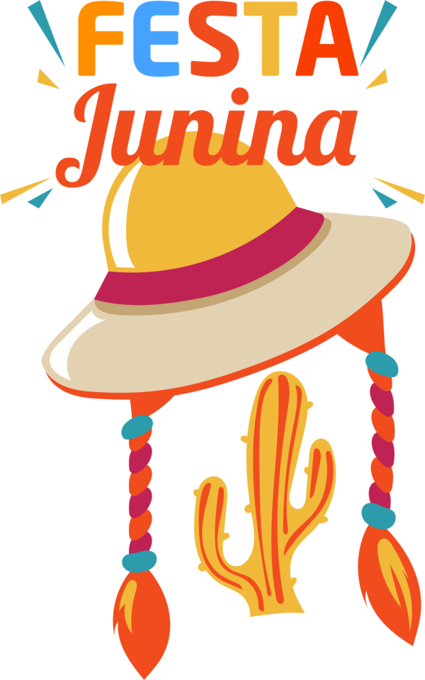 Transparent Festa Junina Hat Design Line for Brazilian Festa Junina for Festa Junina