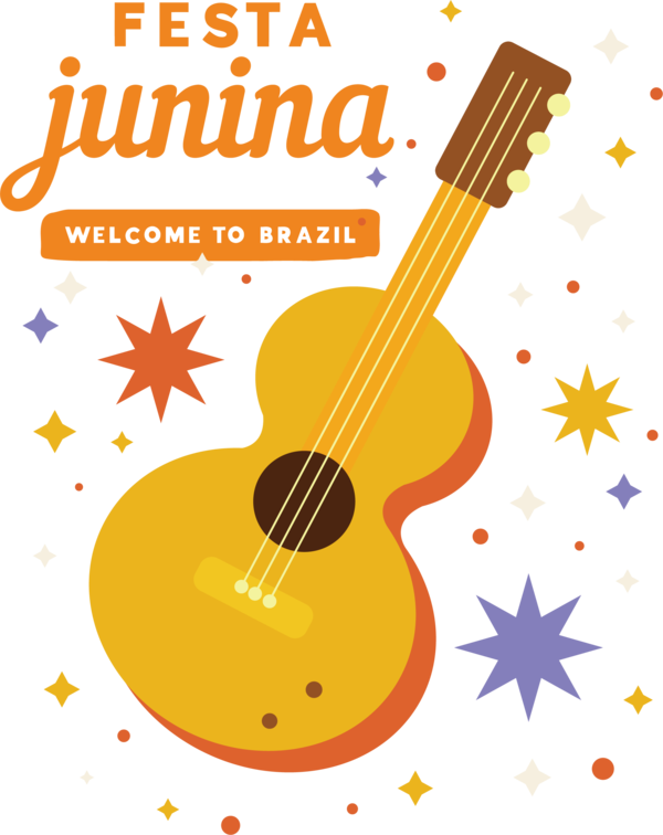 Transparent Festa Junina Design Guitar Accessory Depiction for Brazilian Festa Junina for Festa Junina