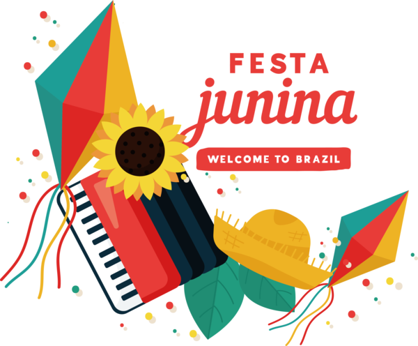 Transparent Festa Junina Flower Design Line for Brazilian Festa Junina for Festa Junina