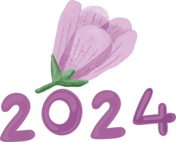 Transparent New Year Flower Design for Happy New Year 2024 for New Year
