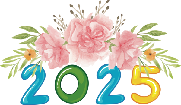 Transparent New Year Floral design Flower bouquet Flower for Happy New Year 2025 for New Year