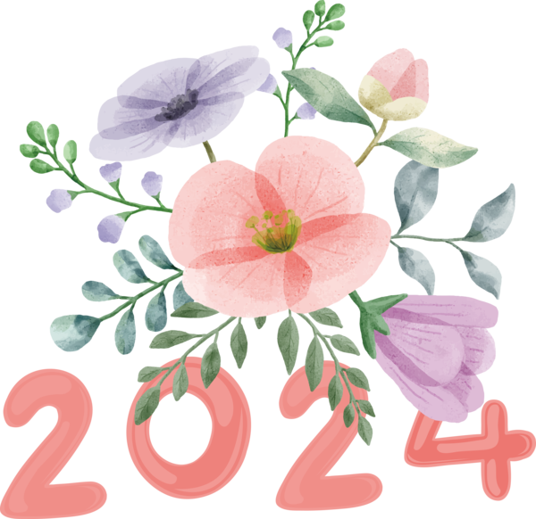 Transparent New Year Watercolor painting Painting Drawing for Happy New Year 2024 for New Year