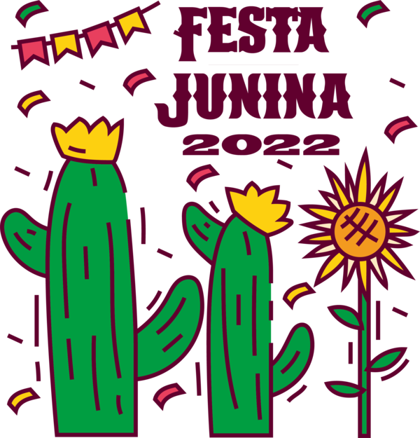 Transparent Festa Junina Flower Cartoon Behavior for Brazilian Festa Junina for Festa Junina