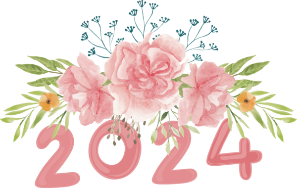 Transparent New Year Carnation Flower Flower bouquet for Happy New Year 2024 for New Year