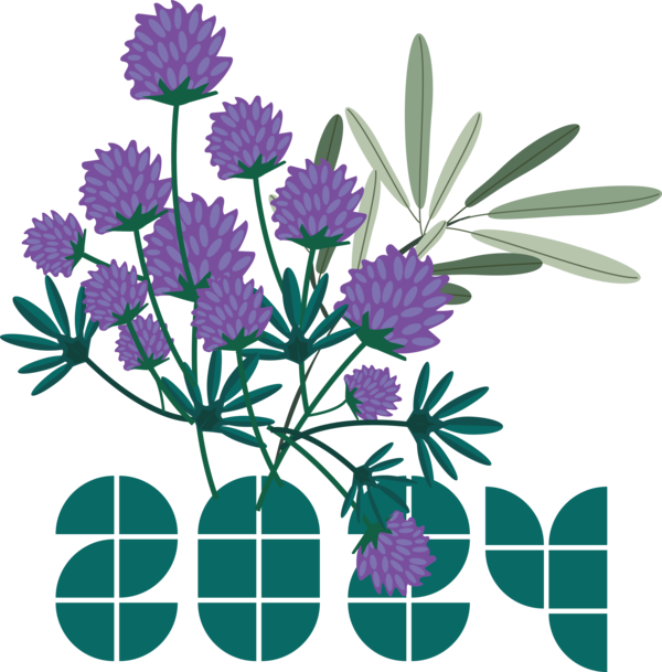 Transparent New Year Floral design Flower Cut flowers for Happy New Year 2024 for New Year