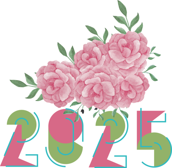 Transparent New Year Flower Painting Flower bouquet for Happy New Year 2025 for New Year
