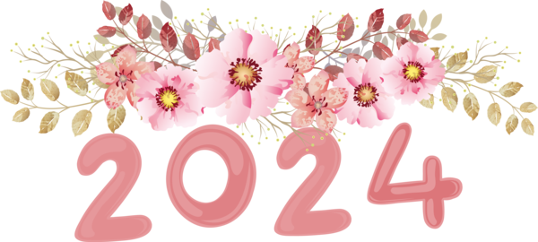 Transparent New Year Flower Floral design Flower bouquet for Happy New Year 2024 for New Year