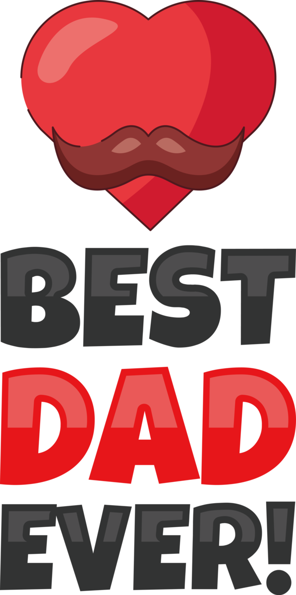 Transparent Father's Day M-095 Red Heart for Best Dad Ever for Fathers Day